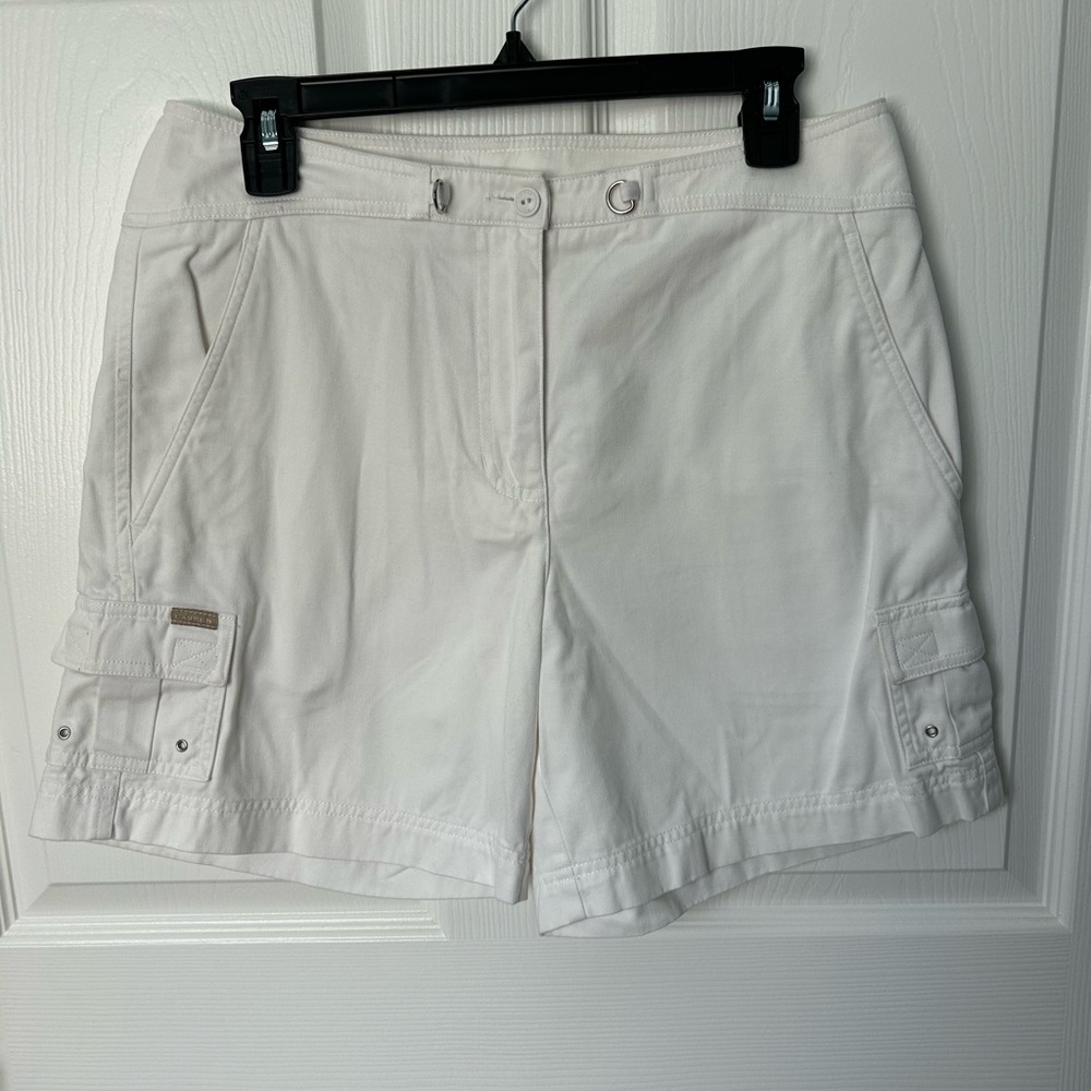 Ralph Lauren White Cargo Khaki High Waisted Vintage Shorts Size 8